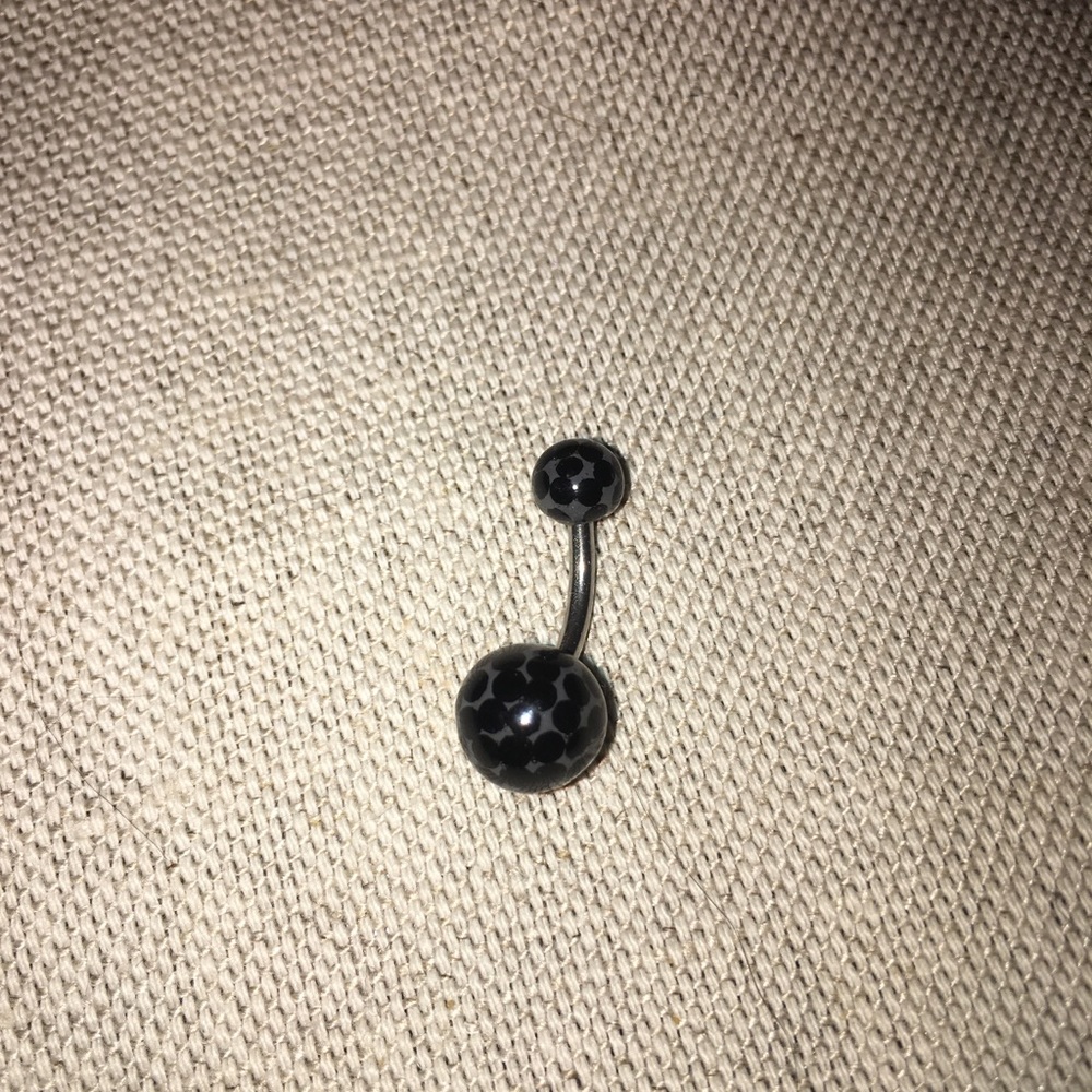 Black and grey belly button ring